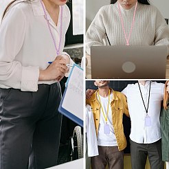 シリコンビーズIDカードネックストラップ  ネームカードホルダー  プラスチックの分離式クラスプと合金の分割キーリング付き  きいろ  450mm&nbsp;NJEW-SW00025-04