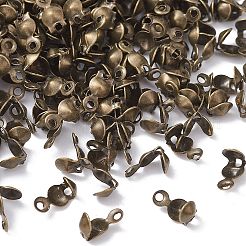 鉄のボールチープ  カロット終了  クラムシェルノットカバー  アンティークブロンズ  8x4mm  穴：1.5mm  内径：3mm&nbsp;IFIN-FS0001-29AB