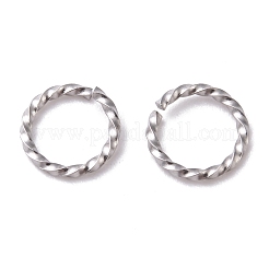 変色しにくい304ステンレススチール製オープン丸カン  ツイストラウンド  ステンレス鋼色  18ゲージ  8x1mm  内径：6mm&nbsp;STAS-F191-12P-C
