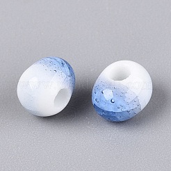 手作りの陶器ビーズ  オーバル  クラックルビーズ  コーンフラワーブルー  7~8x6~7x5~6mm  穴：2~2.5mm&nbsp;PORC-Q006-06B