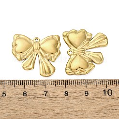 304ステンレスペンダント  イオンプレーティング（ip）  ちょう結びチャーム  18KGP本金メッキ  22.5x24.5x3mm  穴：1.4mm&nbsp;STAS-Z142-09G