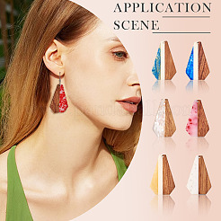 12Pcs 6 Colors Opaque Resin & Walnut Pendants&nbsp;RESI-TA0003-41