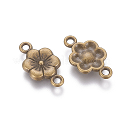 チベットスタイルのリンクコネクター  スモモの花  アンティークブロンズ  鉛フリーとニッケルフリー及びカドミウムフリー  18x10mm  穴：2mm&nbsp;X-MLF5093Y-NF