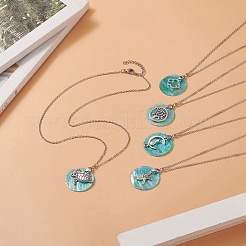 AB Color Plated Capiz Shell Pendant Necklace&nbsp;NJEW-JN04220
