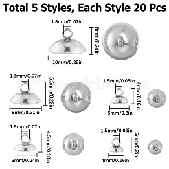 100Pcs 5 Size 304 Stainless Steel Bead Cap Pendant Bails&nbsp;STAS-SC0005-90