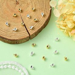 20 個 2 色真鍮つぶし玉  ロンデル  ゴールデン＆シルバー  4.3x3.1x2.5mm  穴：0.8mm  10個/カラー&nbsp;KK-CJ0001-92