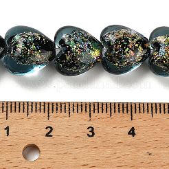 手作りの二色性箔ガラスビーズ連売り  ハート  ライトスカイブルー  11.5~13x12~13x8.5~10mm  穴：1.5mm  約33個/連  15.08''（38.3センチメートル）&nbsp;DICH-U001-03E