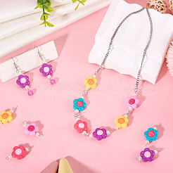 30Pcs 5 Colors Acrylic Beaded Connector Charms&nbsp;PALLOY-TAC0195