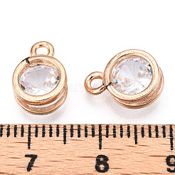 フラットラウンド合金のチャーム  キュービックジルコニア付き  ライトゴールド  11x8x5mm  穴：1.5mm&nbsp;ZIRC-R007-054A-03