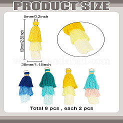 8Pcs 4 Colors Cotton Tassel Pendants&nbsp;FIND-LP0003-02