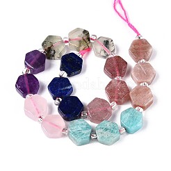 Natural Lapis Lazuli & Amethyst & Rose Quartz & Amazonite & Prehnite & Strawberry Quartz & Sunstone 7 Chakra Beads Strands&nbsp;G-P534-A27-02