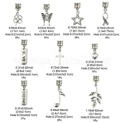 10Pcs 10 Styles Tibetan Style Alloy European Dangle Charms&nbsp;PALLOY-FZ00003