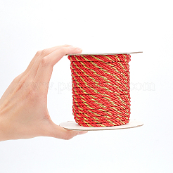 3層ナイロン糸  ツイストロープ  DIYコードジュエリーのパーツ  レッドオレンジ  5.5mm  25ヤード/壁&nbsp;NWIR-WH0009-24D