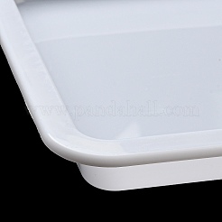 矩形プラスチックディスプレイトレイ  アクセサリー用  おもちゃの収納  ホワイト  24.6x18.3x2.5cm&nbsp;AJEW-H141-01B
