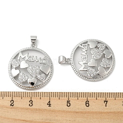 Mother's Day Theme Rack Plating Brass Micro Pave Cubic Zirconia Pendants&nbsp;KK-F869-20P-01