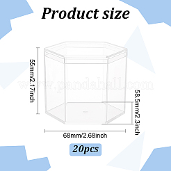帽子カバー付き六角プラスチック収納ボックス  食品用  小物収納  透明  5.85x6.8x5.5cm&nbsp;CON-WH0084-81