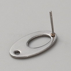 304ステンレススチールスタッドピアス  穴付き  オーバル  ステンレス鋼色  18.5x9.5mm  穴：1.5mm  ピン：0.7mm&nbsp;STAS-WH0017-029P
