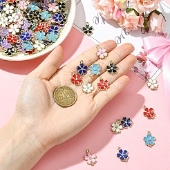 20Pcs Alloy Enamel 5-Petal Flower Connector Charms&nbsp;FIND-YW0009-33A