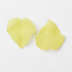 秋のテーマ透明なつや消しアクリルパーツ  カエデの葉  芝生の緑  24x22.5x3mm  穴：1mm&nbsp;X-PAF002Y-17
