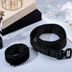 屋外用の黒の合金バックル付きの調節可能なナイロンウエストバンド  ブラック  1300~1350x45x13.5mm&nbsp;AJEW-WH0643-212B-01