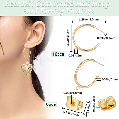 16Pcs Brass Ring Stud Earring Findings&nbsp;KK-BBC0011-99