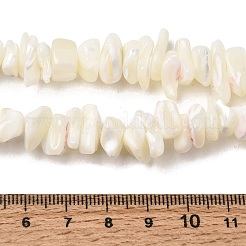 パールシェルチップビーズ連売りの天然な白い母  シェルの破片  5~15x5~8mm  穴：1mm  約31.5インチ&nbsp;G-M205-63