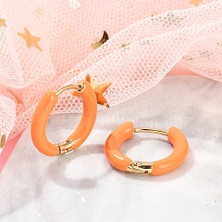 PVD Vacuum Plating 201 Stainless Steel Enamel Hoop Earrings&nbsp;EJEW-Q002-07G