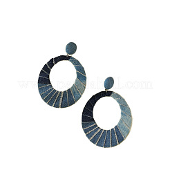 Oval Alloy Denim Dangle Stud Earrings&nbsp;FS-WG37483-01