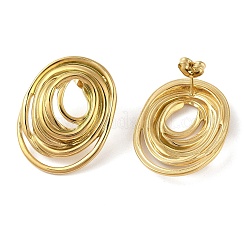 女性用304ステンレススチールスタッドピアス  サークルチャーム  ゴールドカラー  28x21.5mm&nbsp;EJEW-S001-08