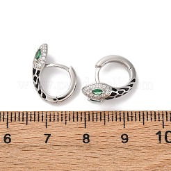 925スターリングシルバーキュービックジルコニアフープピアス  ヘビ  プラチナ  15x6x12mm&nbsp;EJEW-F368-02P