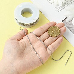 変色しにくい304ステンレススチールアズキチェーン  ハンダ付け  フラットオーバル  ステンレス鋼色  2.5x2x0.5mm&nbsp;CHS-H001-2mm-15P
