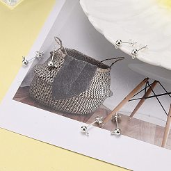 シルバーカラーメッキ真鍮ポストイヤリングパーツ  カン付き  15x6mm  穴：1mm  ボール：4mm  ピン：0.8mm&nbsp;X-EC593-S