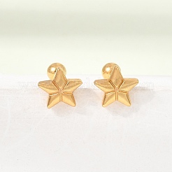 女性用304ステンレススチールスタッドピアス  ゴールドカラー  スター  8.5x8.5mm&nbsp;SA-CBA44F8-04G-02