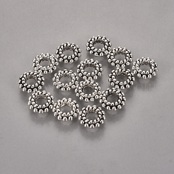 チベット風合金ビーズ  カドミウムフリー＆鉛フリー  ドーナツ  アンティークシルバー  8x3mm  穴：3mm&nbsp;X-TIBEB-A830-AS-RS