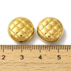 304ステンレス鋼ワッフルビーズ  菱形付きのフラットラウンド  ゴールドカラー  15x8mm  穴：1.2mm&nbsp;STAS-I305-201G
