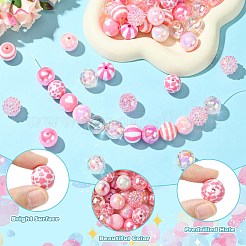 透明&不透明アクリルビーズ100個。  ラウンド  ミックスカラー  15.5~16x14~16mm  穴：2~3mm&nbsp;SACR-CJ0001-85
