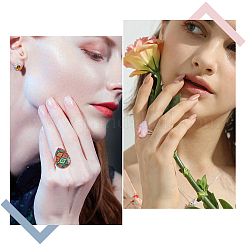 DIY Adjustable Ring with Teardrop Dome Making Kit&nbsp;KK-CA0003-36
