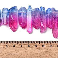 ツートンの天然水晶ビーズ連売り  染め  ファセット弾丸  トップ掘削  24~50x9.5x8mm  穴：1.7mm  約21個/連  7.28''~7.68''（18.5~19.5センチメートル）&nbsp;G-Z131-K01-07