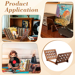 CHollow Wave Shaped Pine Wood Vinyl Record Storage Racks&nbsp;AJEW-WH0816-088