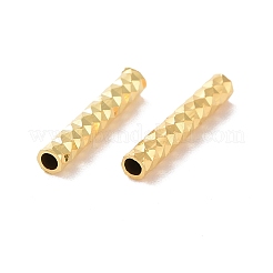 925純銀製のチューブビーズ  ファンシーカット  18KGP本金メッキ  10x1.8mm  穴：1mm  約90個/10g&nbsp;STER-D035-11G
