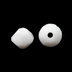 不透明なガラスビーズ  双円錐形  多面カット  ホワイト  4x3.5mm  穴：0.8mm  約720個/袋&nbsp;GLAA-K072-03F