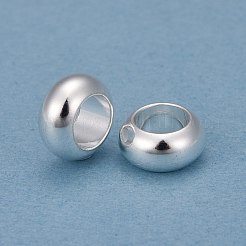 304ステンレススチールビーズ  ロンデル  大穴ビーズ  銀  10x5mm  穴：6mm&nbsp;X-STAS-E436-10S