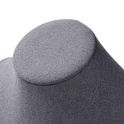 ベルベットバストネックレスディスプレイスタンド、木製ベース付き  ネックレス収納用のジュエリーホルダー  グレー  18.7x14x29.3cm&nbsp;ODIS-Q041-02C-02