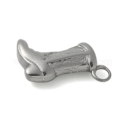 304ステンレスペンダント  カウボーイブーツチャーム  ステンレス鋼色  15x10x4mm  穴：2mm&nbsp;LS-STAS-L277-05B-P