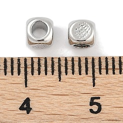 真鍮ビーズ  鉛フリー＆カドミウムフリー  長持ちメッキ  ラックめっき  キューブ  プラチナ  4x4x4mm  穴：2mm&nbsp;KK-Q028-35P