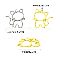 30個の合金ペンダント  中空の猫のチャーム  ゴールドカラー  27x25mm  穴：2mm&nbsp;FIND-YW0008-22G