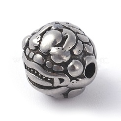 316サージカルステンレスビーズ  ラウンド  アンティークシルバー  10x10.5x10mm  穴：2mm&nbsp;STAS-F190-09AS
