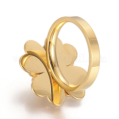 304ステンレススチール指輪  花  ゴールドカラー  サイズ7  17mm&nbsp;RJEW-I064-20G-17mm