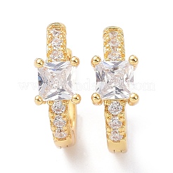 Brass Inlaid Cubic Zirconia Hoop Earrings&nbsp;ZIRC-P090-16G-D