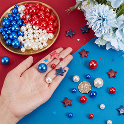 独立記念日の花瓶詰めDIY  プラスチックイミテーションパール＆アクリルスター＆プラスチック紙吹雪ビーズを含む  ミックスカラー&nbsp;DIY-BC0006-61